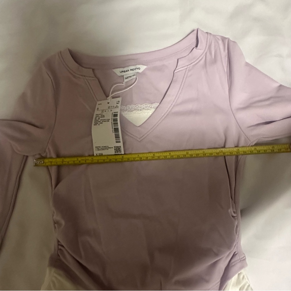 Urban Revivo Lilac and white Long Sleeve Women's Top size 4 - Picture 9 of 16
